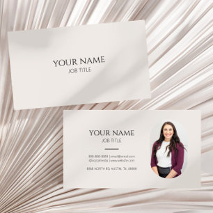 Minimalist Picture Photo Professional Modern Beige Business Card