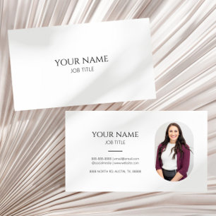 Minimalist Picture Photo Professional Modern White Business Card