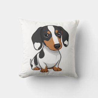 Minimalist Piebald Dachshund Art  Throw Pillow