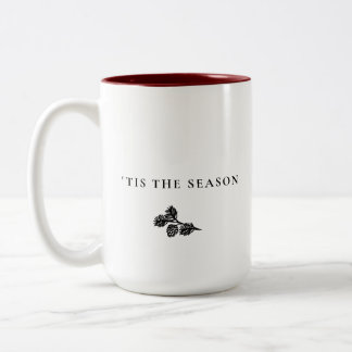 Minimalist Pine Branch Christmas – ’Tis The Season Two-Tone Coffee Mug