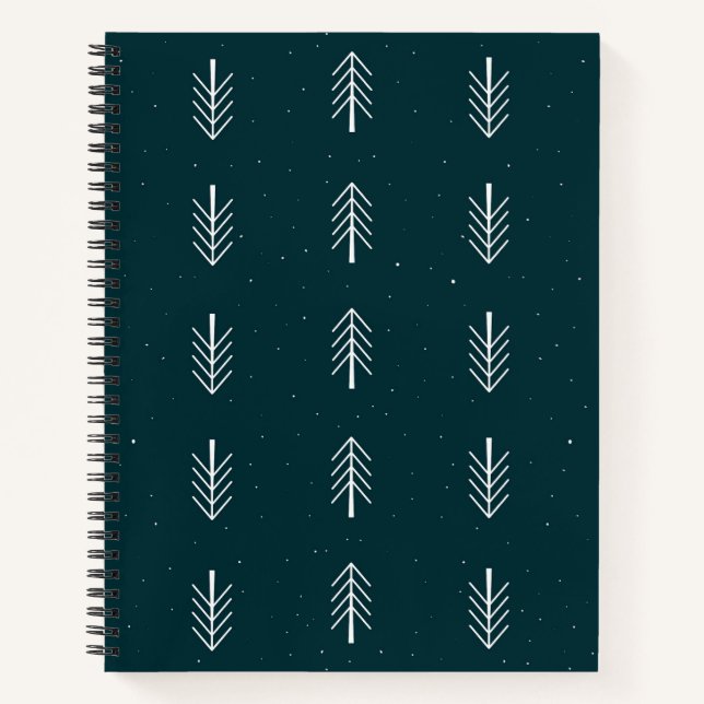 Minimalist Pine Leaf Pattern Spiral Notebook  (Front)