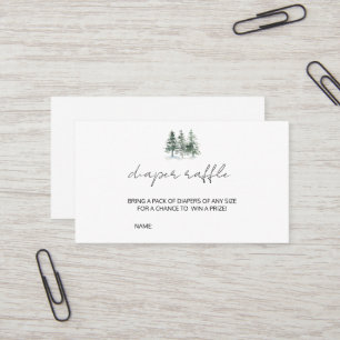 Minimalist Pine Tree Baby Shower Diaper Raffle Business Card