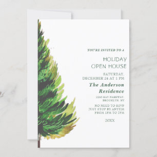 Minimalist Pine Tree Christmas Holiday Open House Invitation