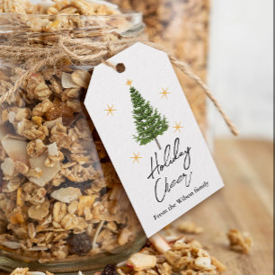 Minimalist Pine Tree Holiday Cheer Gift Tag