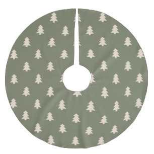 Minimalist Pine Tree Neutral Boho Farmhouse Green Brushed Polyester Tree Skirt