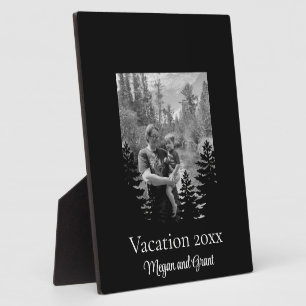 Minimalist pine tree silhouette personalize photo  plaque
