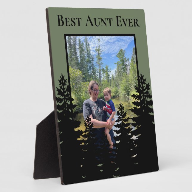 Minimalist pine tree silhouette personalize  plaque (Side)