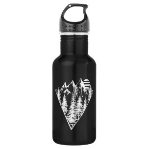 Minimalist pine trees forest scene 532 ml water bottle