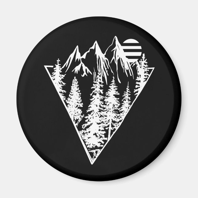 Minimalist pine trees forest scene magnet (Front)