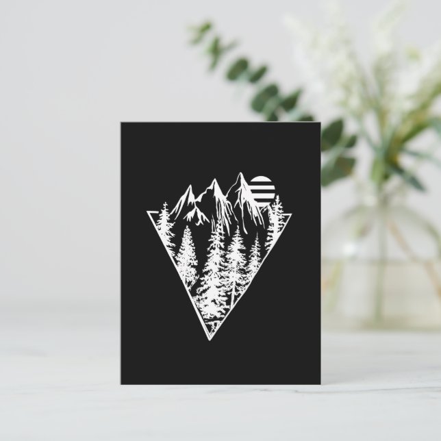 Minimalist pine trees forest scene postcard (Standing Front)