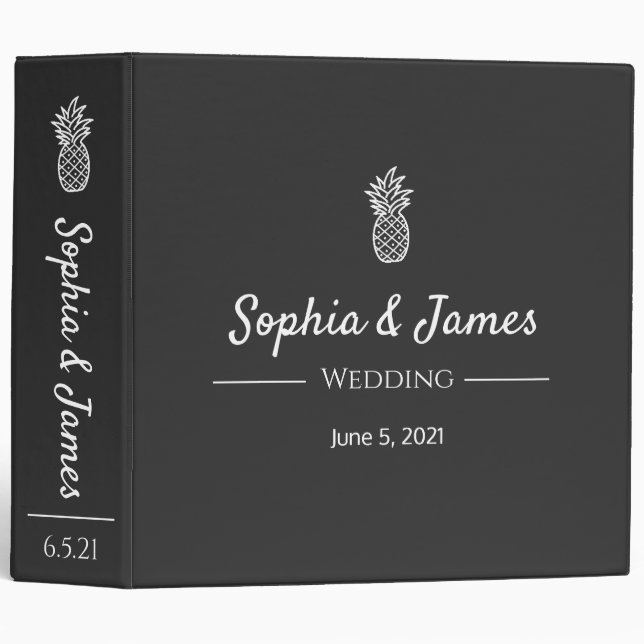 Minimalist Pineapple Photo Wedding Album Binder (Front/Spine)