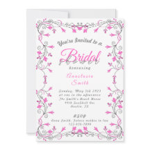 Minimalist Pink and Grey Bridal Shower Invitation