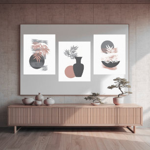 Minimalist Pink and Grey Canvas Wall Art