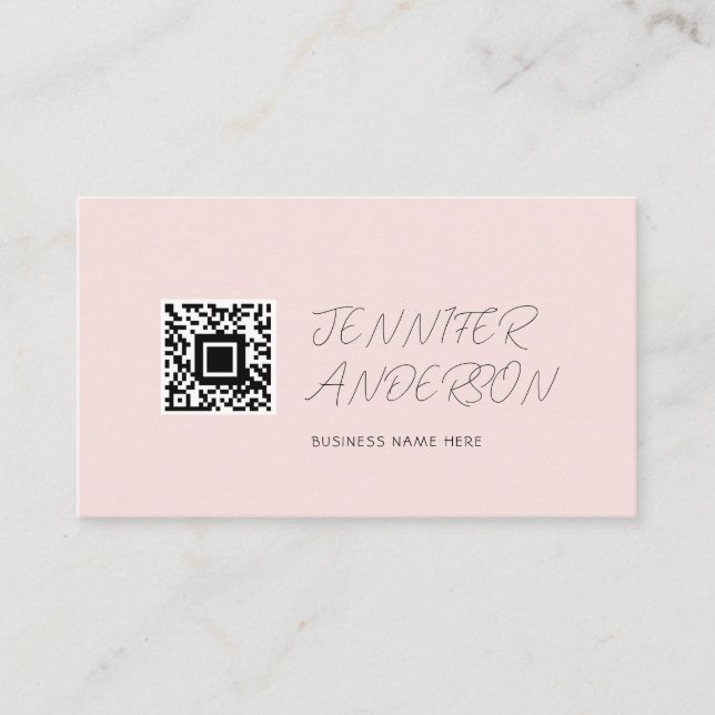 Minimalist Pink and White Custom Logo Modern Business Card (Front)