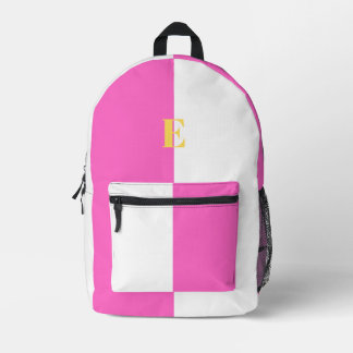 Minimalist Pink and White Custom Name  Backpacks