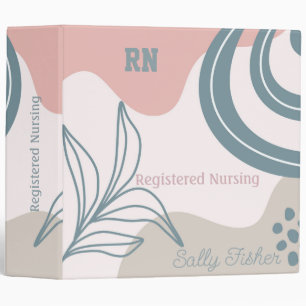 Minimalist Pink Aqua and White   Binder