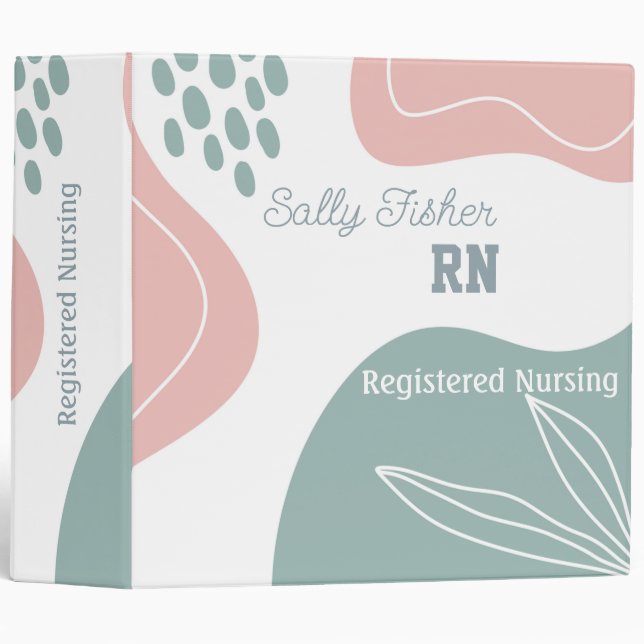 Minimalist Pink Aqua and White  Binder (Front/Spine)