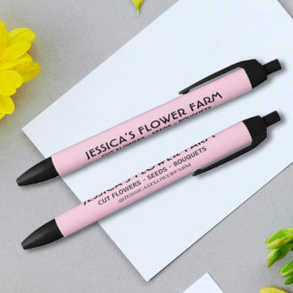 Minimalist Pink & Black Business Name Social Media Ink Pen