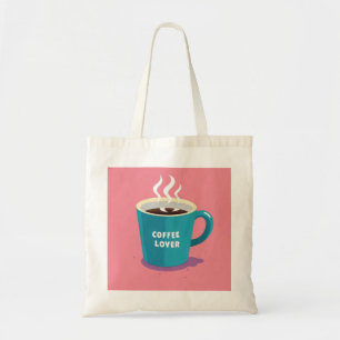 Minimalist Pink Blue Coffee cup lover  Tote Bag