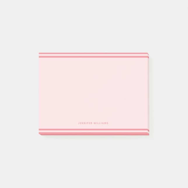 Minimalist pink borders feminine elegant post-it notes (Front)