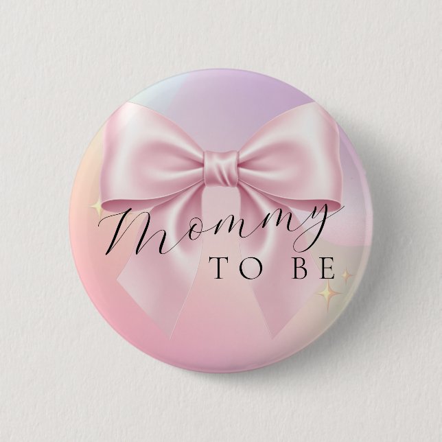 Minimalist Pink Bow Baby Shower 2 Inch Round Button (Front)
