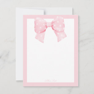 MInimalist Pink Bow Border Monogram Card
