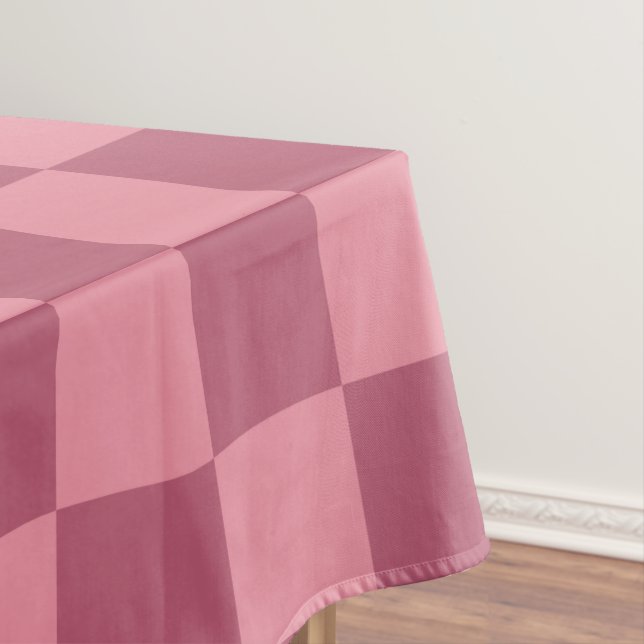 Minimalist Pink Chequerboard Pattern Tablecloth (In Situ)