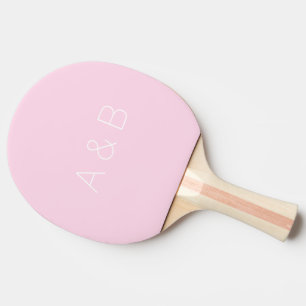 Minimalist pink custom couple initials monogram ping pong paddle