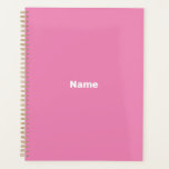 Minimalist pink custom text year monogram modern planner<br><div class="desc">Minimalist pink custom text year monogram initials name simple modern elegant personalized Planner.
Custom white text on pink plain solid colour background.</div>