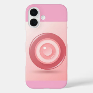 Minimalist Pink Evil Eye Icon on Soft Pastel iPhone 16 Case
