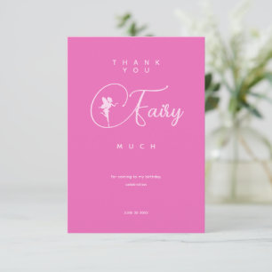Minimalist Pink Fairy Birthday Thank You Card