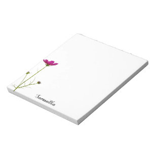 Minimalist Pink Floral Personalized Notepad
