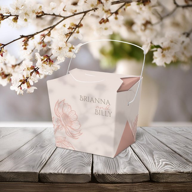 Minimalist Pink Floral Wedding Favor Box (Creator Uploaded)