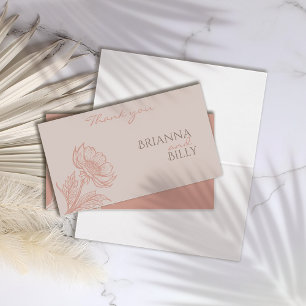 Minimalist Pink Floral Wedding Thank You Card