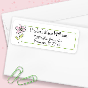 Minimalist Pink Flower Return Address