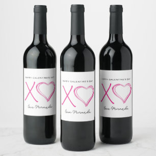 Minimalist Pink Galentines Day Wine Label