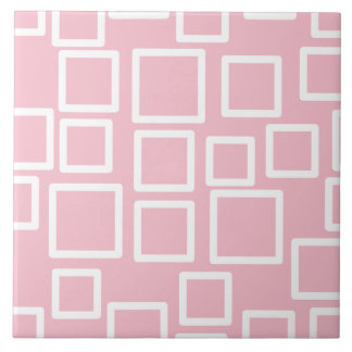 Minimalist Pink Geometric Squares Tile