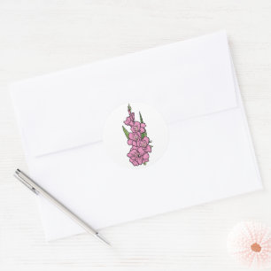 Minimalist Pink Gladiolus Wedding Classic Round Sticker