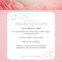 Minimalist Pink Glitter Dot Bakery Ingredients