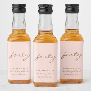 Minimalist Pink & Gold Age Birthday Liquor Bottle Label