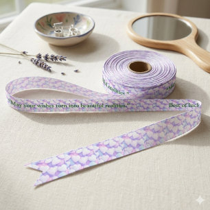 Minimalist Pink Green Love Personalized Quote Satin Ribbon