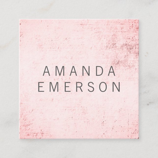 Minimalist Pink Grunge Square Business Card (Front)