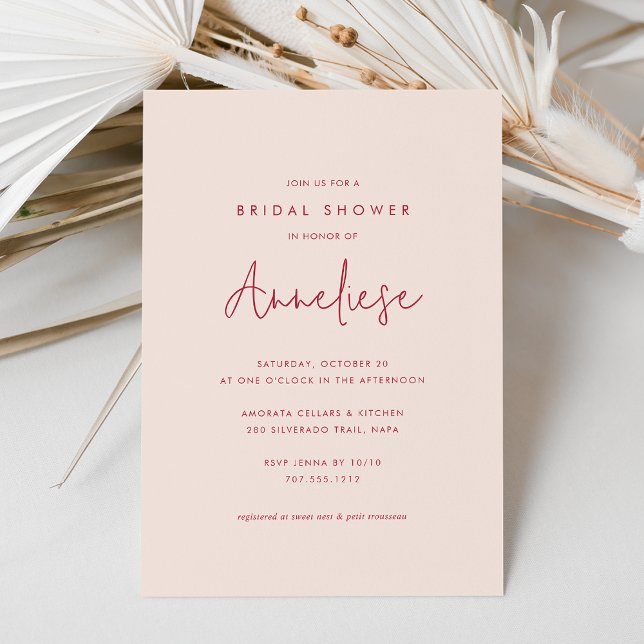 Minimalist Pink Handwritten Script Bridal Shower Invitation (Creator Uploaded)