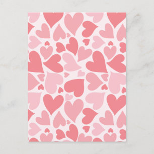 Minimalist pink heart holiday postcard