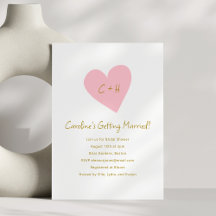 Minimalist Pink Heart Love Initials Bridal Shower