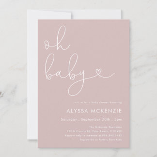 Minimalist Pink Modern Baby Shower Invitation