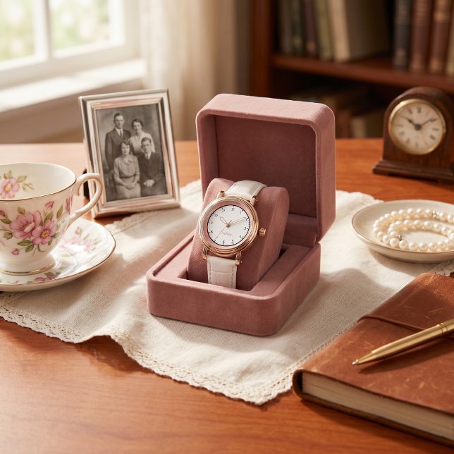 Minimalist Pink Modern Custom Name Grandma  Watch (Minimalist Pink Modern Custom Name Grandma Watch)