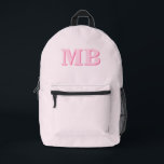 Minimalist Pink Modern Initial Monogram Printed Backpack<br><div class="desc">Minimalist Pink Modern Initial Monogram Backpack. Create your own personalized backpack with custom initial name.</div>