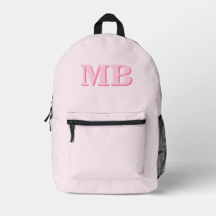 Minimalist Pink Modern Initial Monogram Printed Backpack
