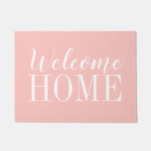 Minimalist pink modern trendy script doormat